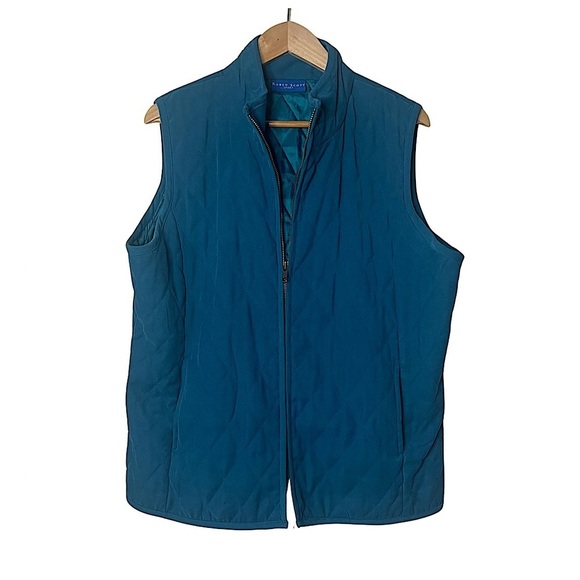 Vintage Karen Scott Sport Vest Turquoise Quilted Zip Front Size Large - Picture 1 of 6
